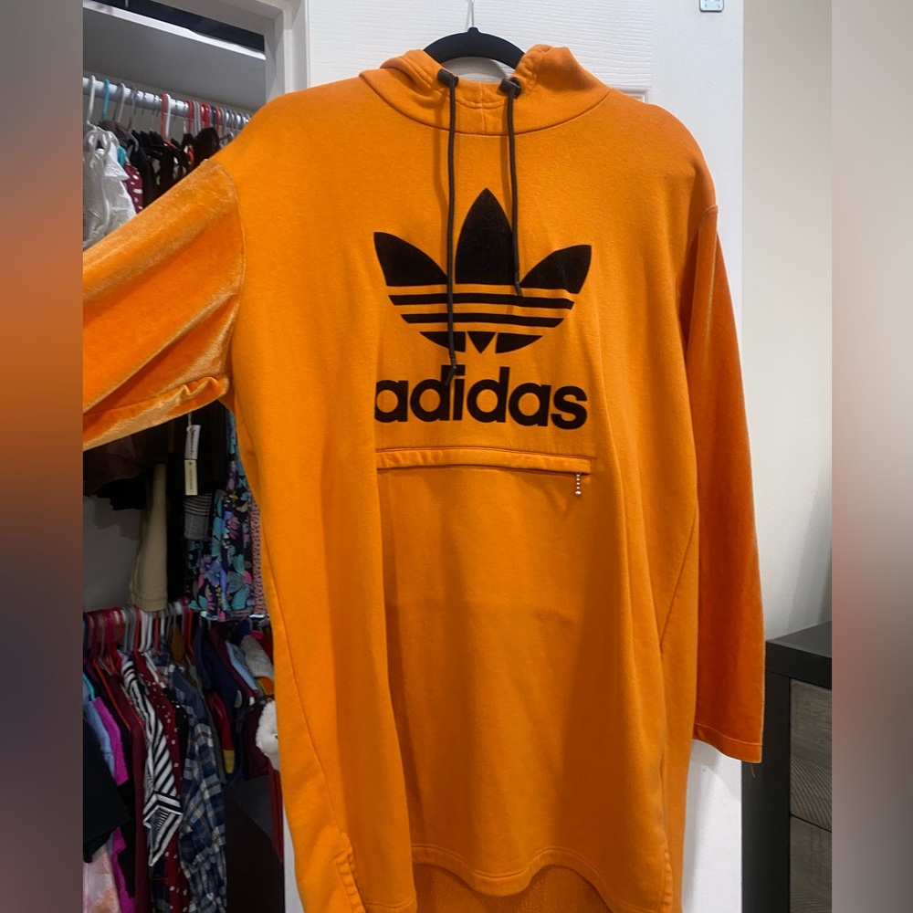 Adidas Orange Long Oversized Hoodie